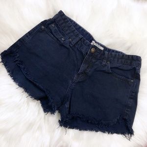 FREE PEOPLE Women's Cut Off Shorts Denim Dark Blue